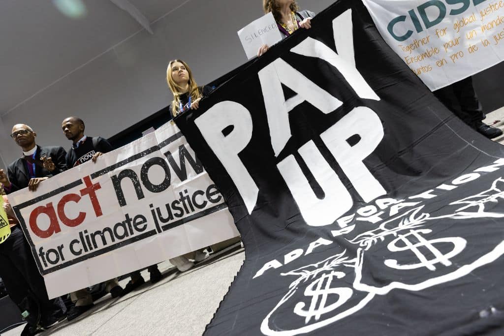 Civil society actions at COP29; climate protest; climate justice; loss and damage; polluters pays