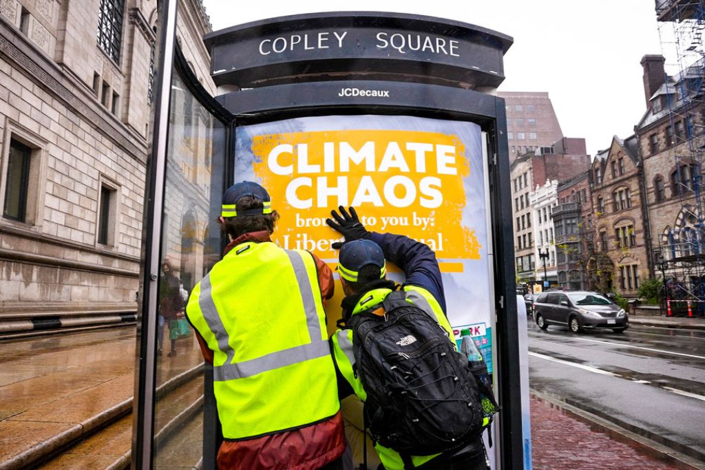 Guerilla advertising campaign takes aim at Liberty Mutual’s fossil fuel business