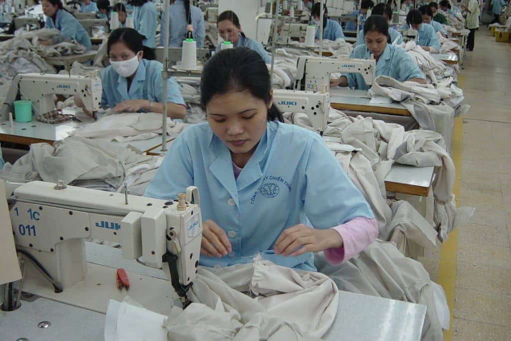 Workers in a garment factory in the Philippines