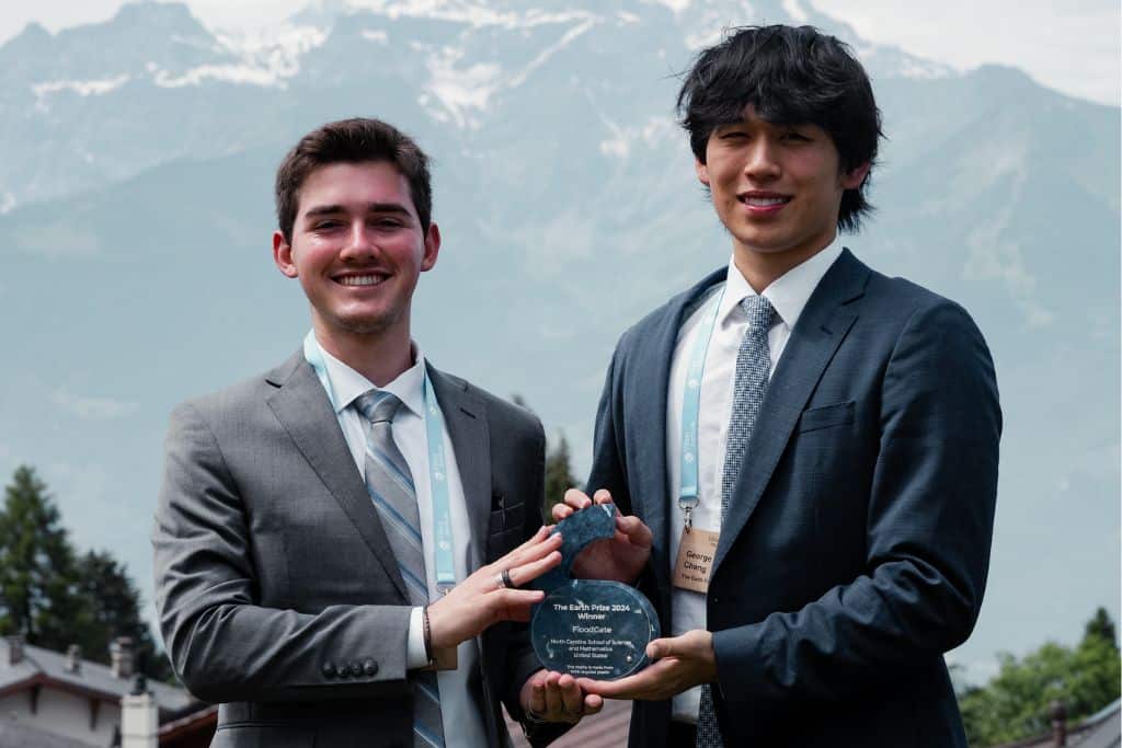 The Earth Prize 2024's winning team FloodGate attended last week (left to right: George Cheng, Reichen Schaller).