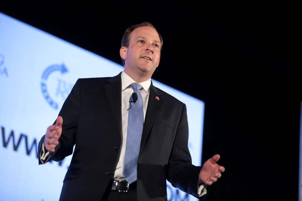 U.S. Congressman Lee Zeldin speaking with attendees at the 2019 Teen Student Action Summit hosted by Turning Point USA at the Marriott Marquis in Washington, D.C.