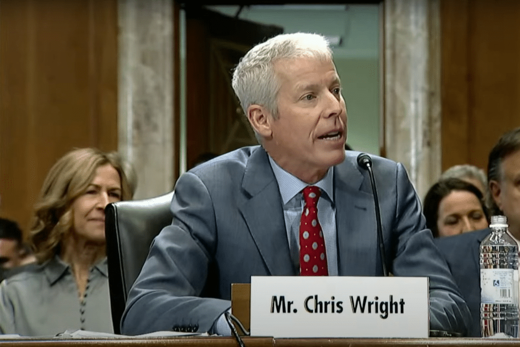 Chris Wright, U.S. President-elect Donald Trump’s nominee to be secretary of energy, testifies during a Senate Energy and Natural Resources Committee confirmation hearing on Capitol Hill in Washington, U.S., January 15, 2025.